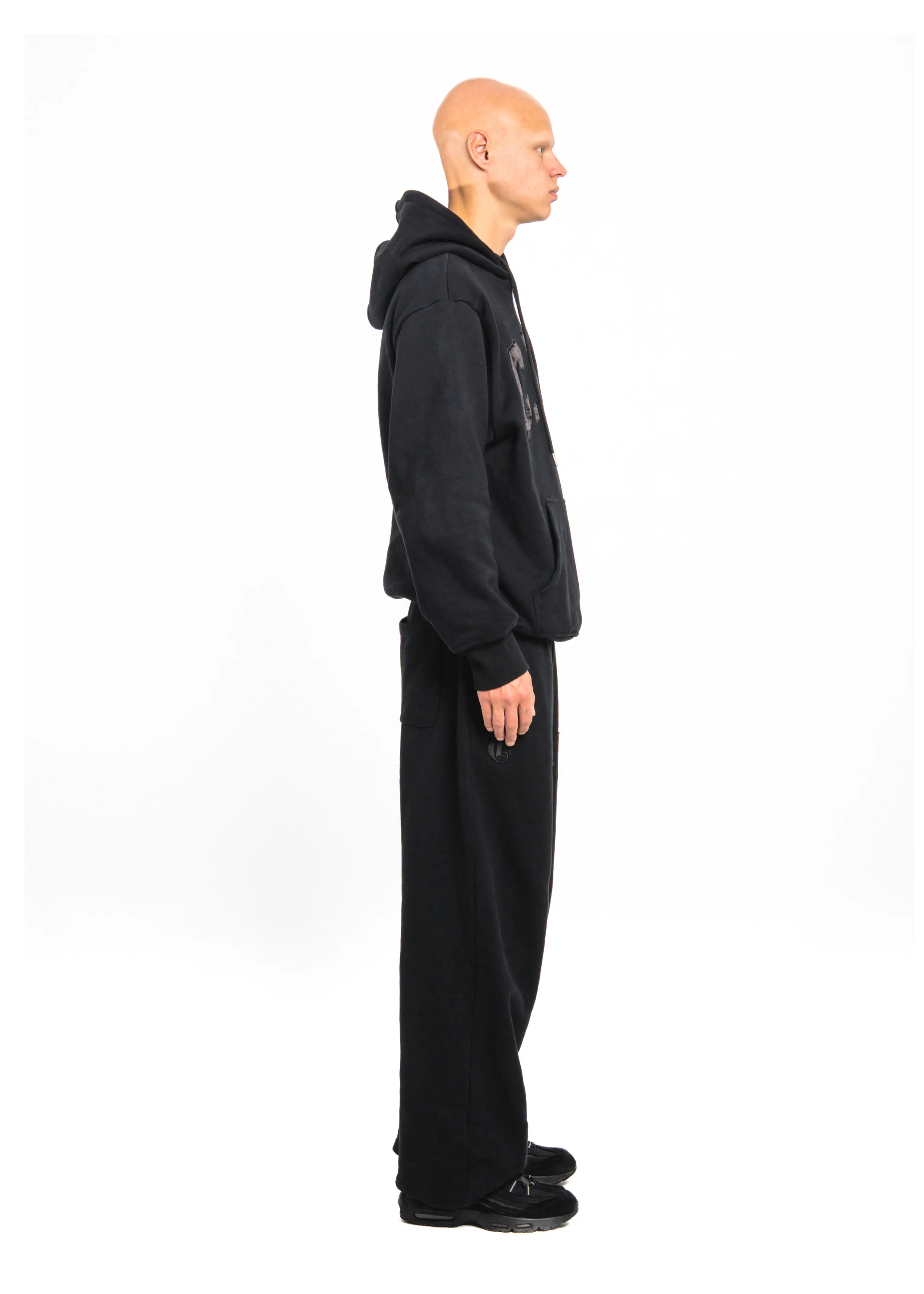 BLACK SILK TRACKSUIT HOODIE - Image 4