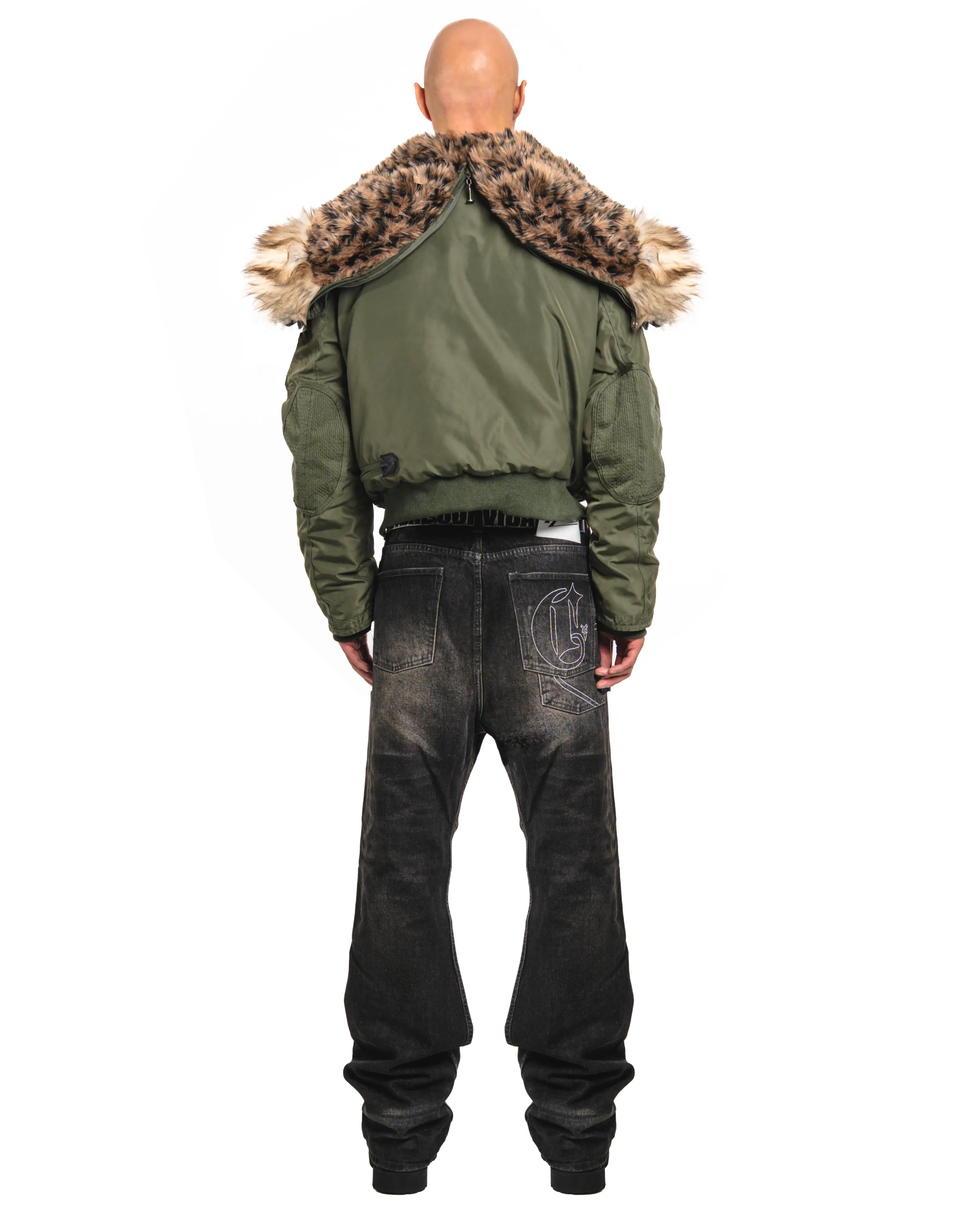 Khaki Leopard Fur Hooded Jacket - Image 5
