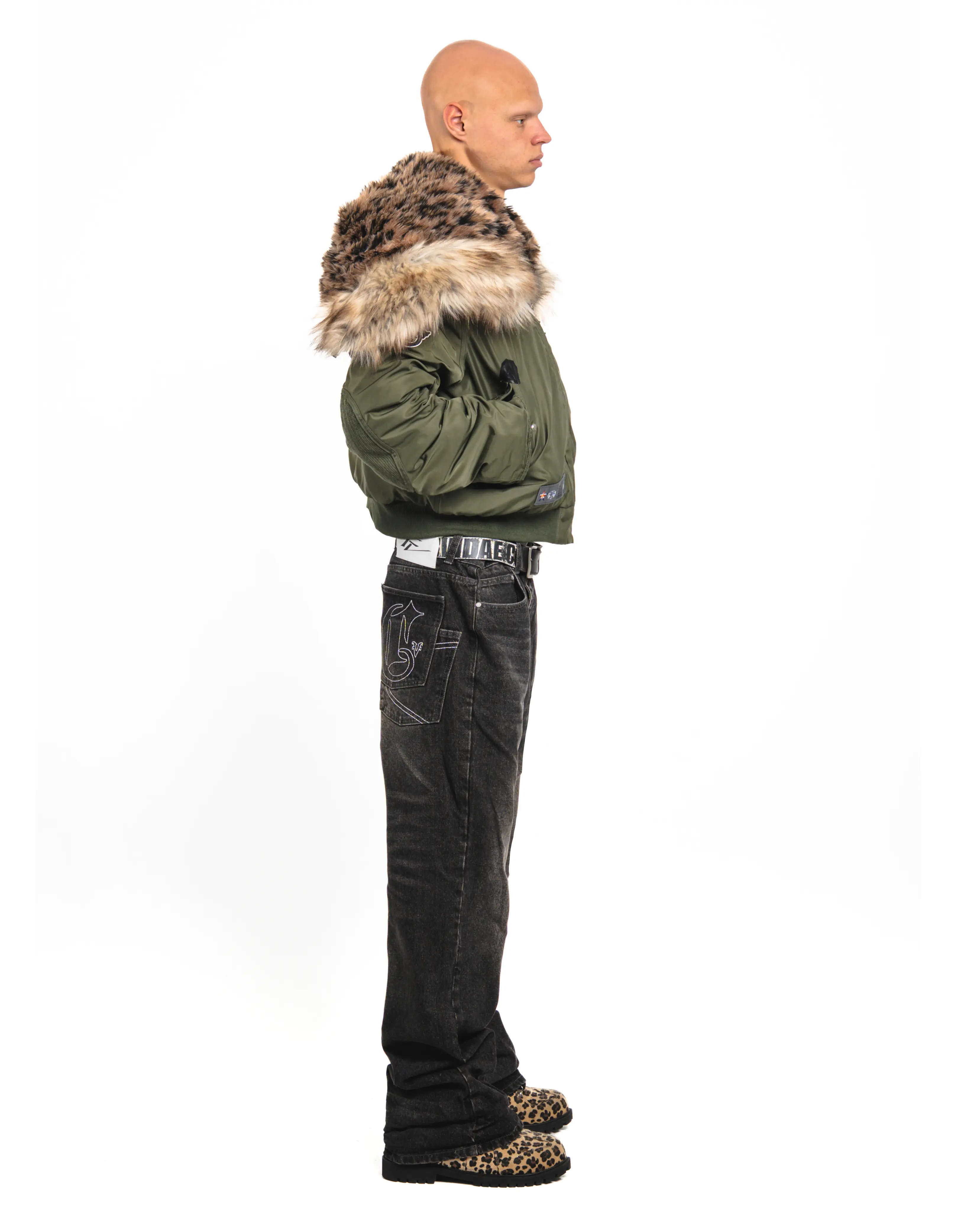 Khaki Leopard Fur Hooded Jacket - Image 7
