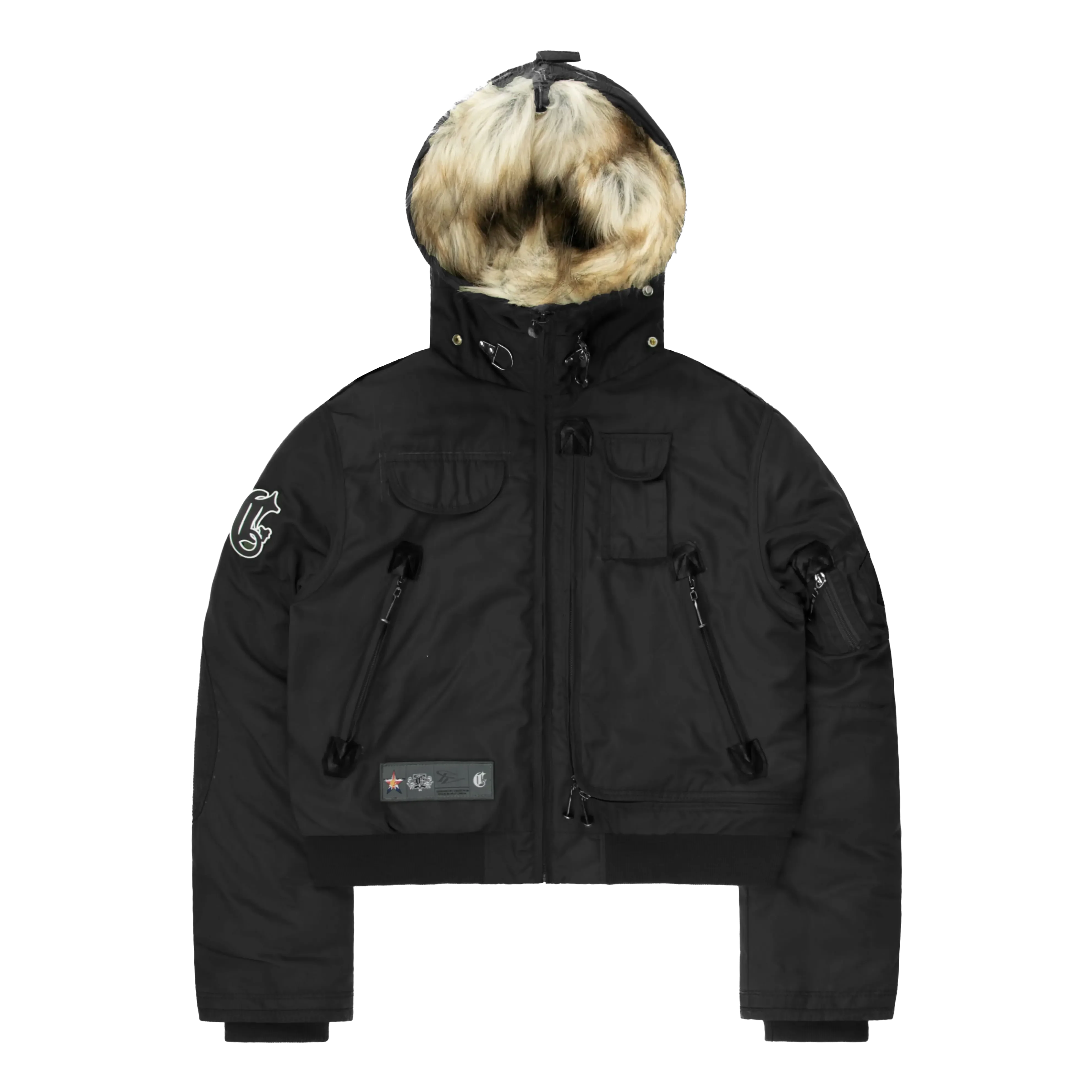 Black Leopard Fur Hooded Jacket