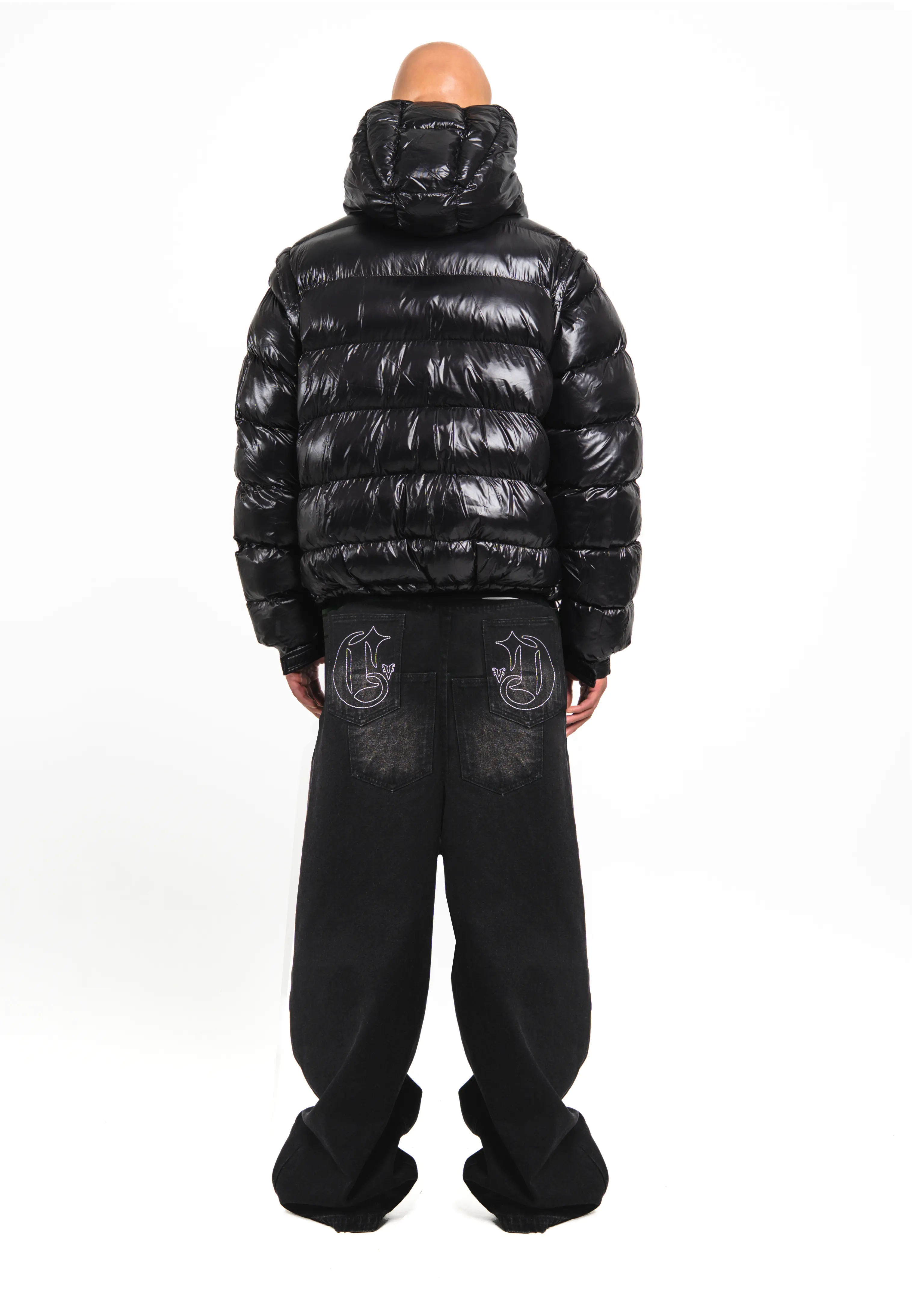 Shiny Black Technical Puffer - Image 3