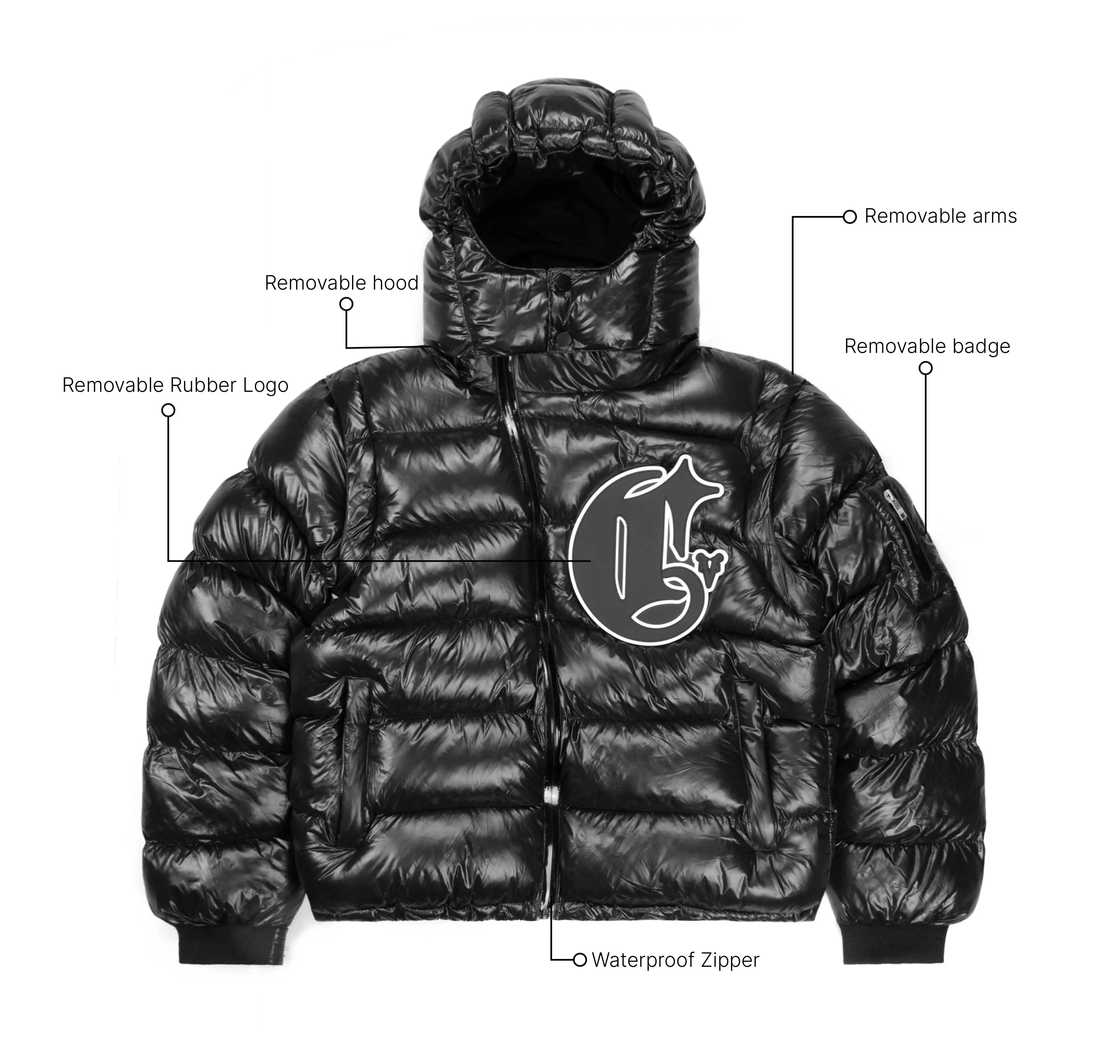 Shiny Black Technical Puffer - Image 4