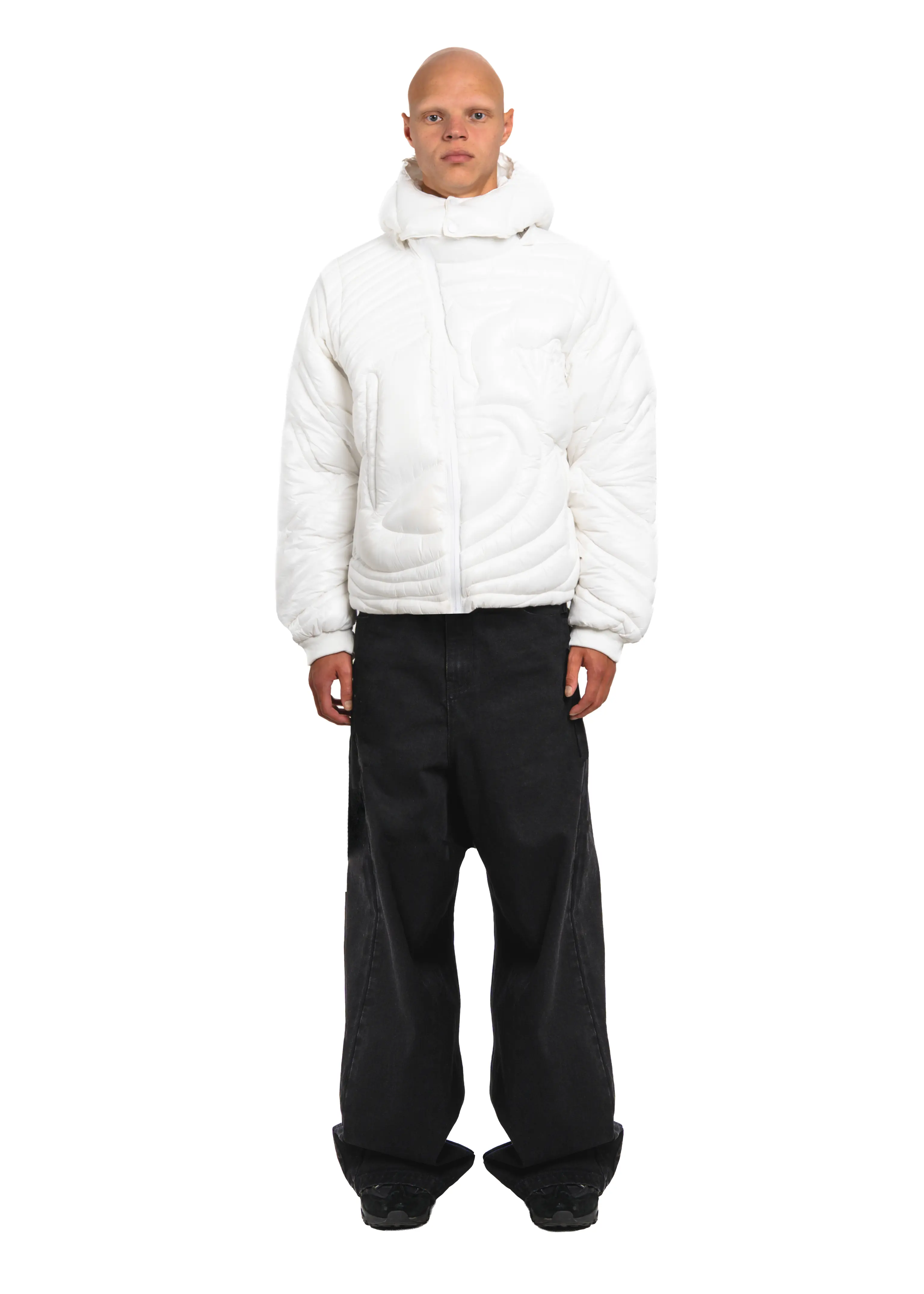 Shiny White Embossed Puffer - Image 4