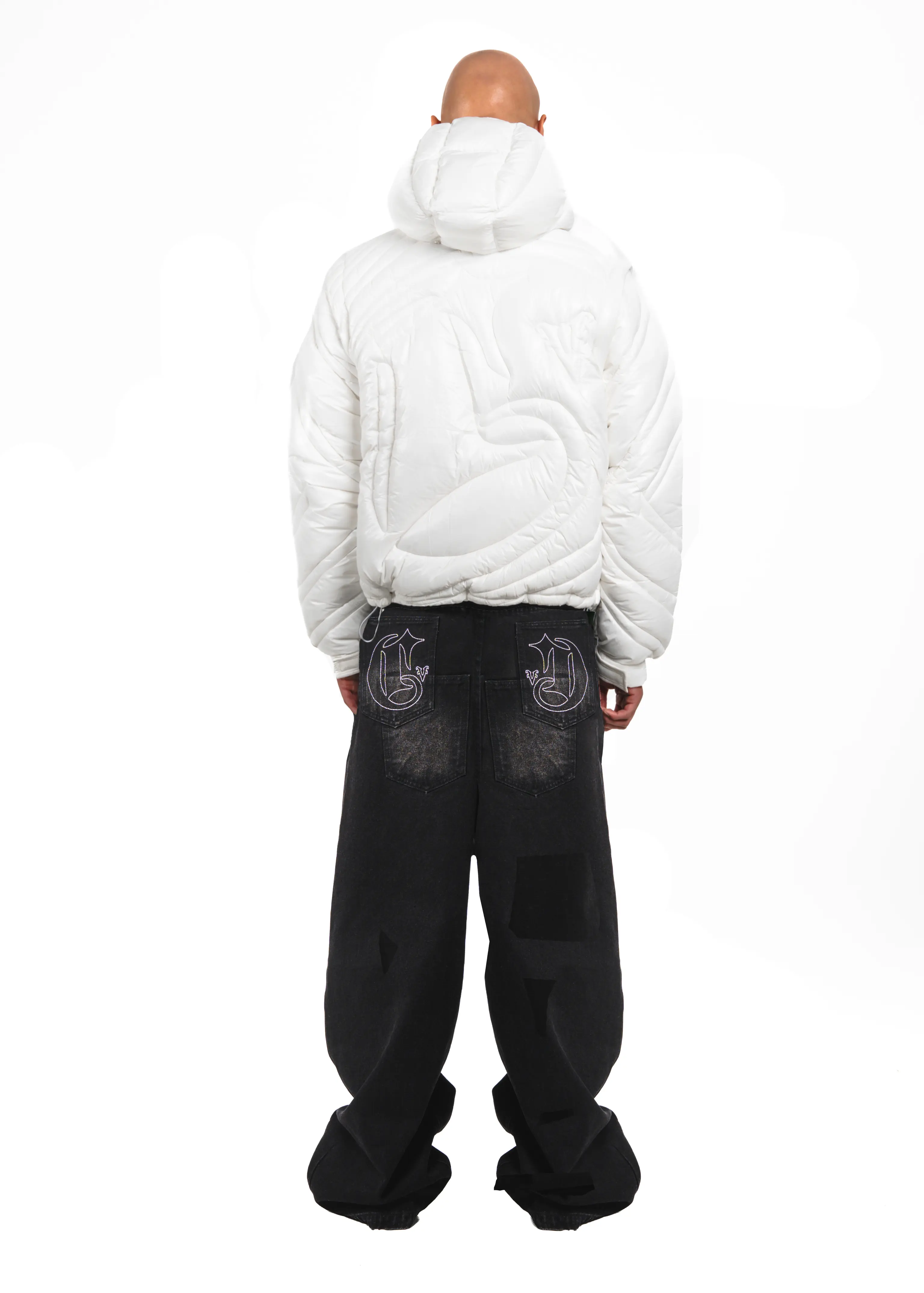 Shiny White Embossed Puffer - Image 5
