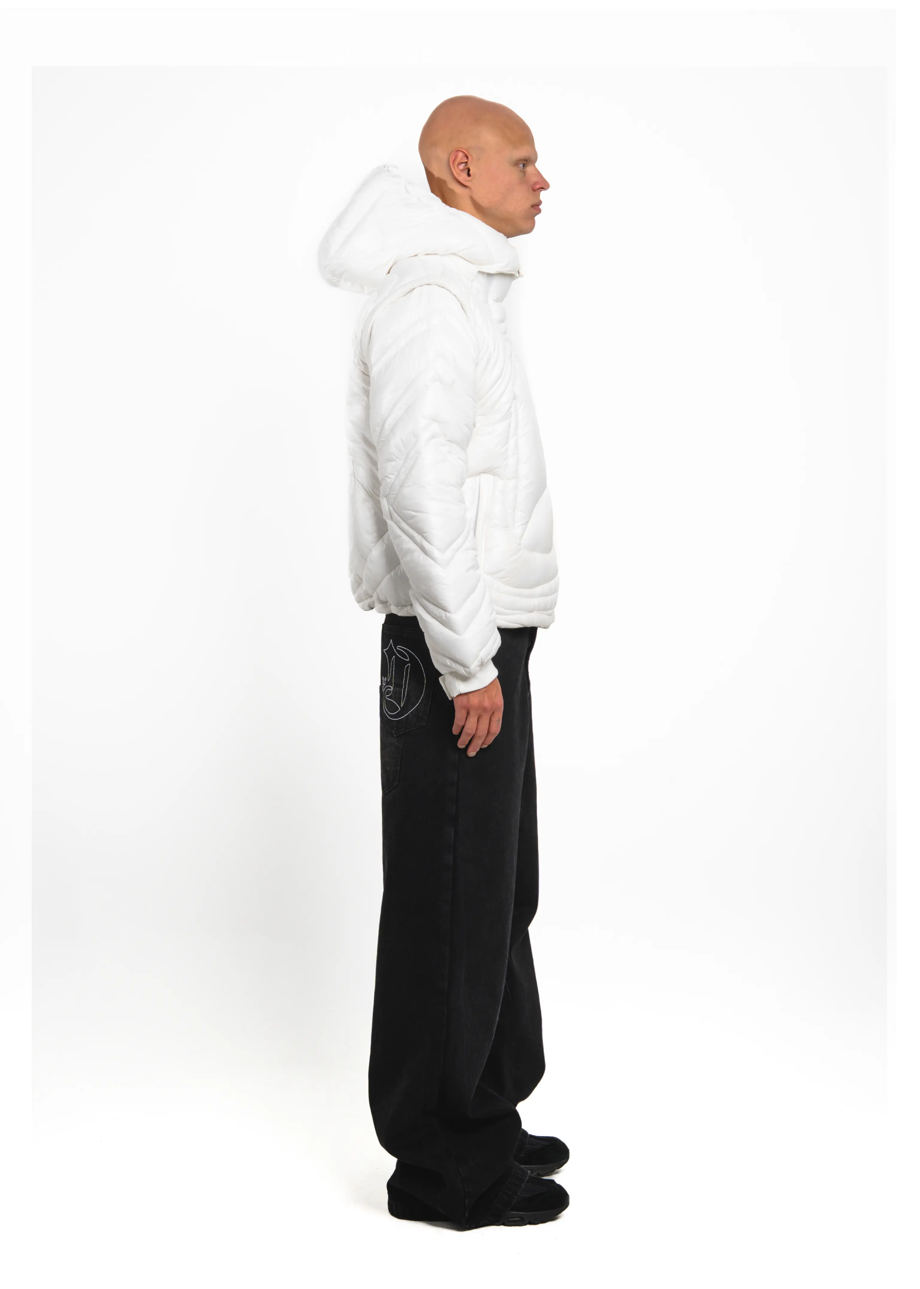 Shiny White Embossed Puffer - Image 6